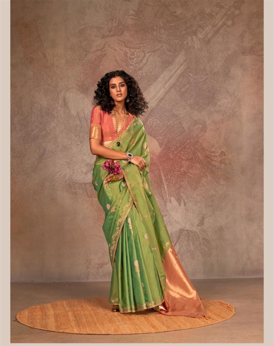 Two Tone SIlk Handloom Weaving Saree EASE0006