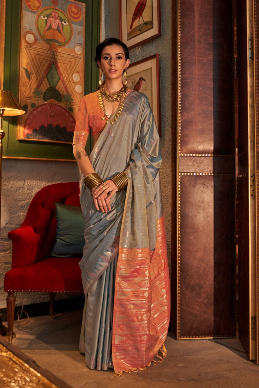 Tussar Silk Handloom Weaving Saree EASE0008