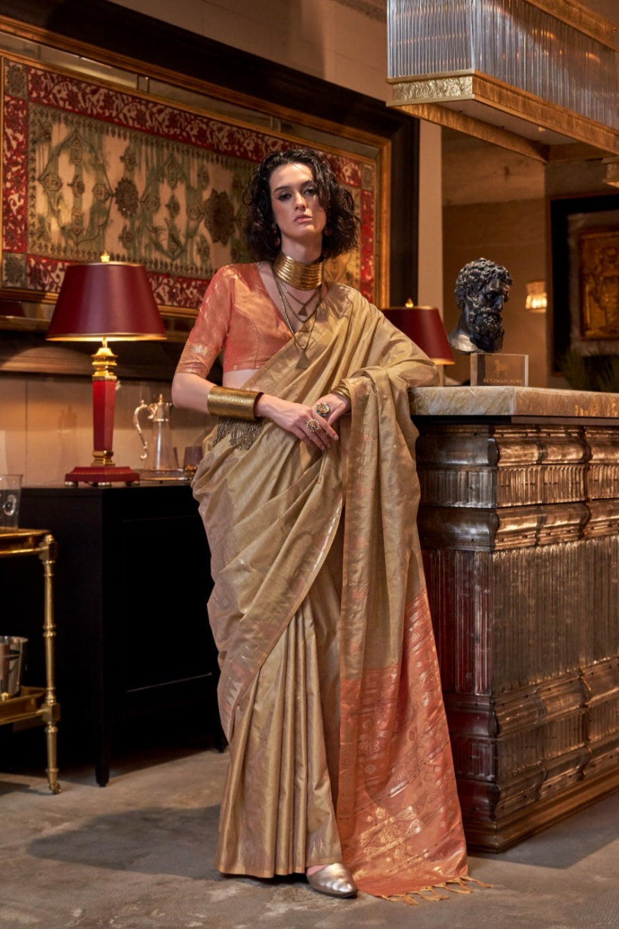 Tussar Silk Handloom Weaving Saree EASE0008