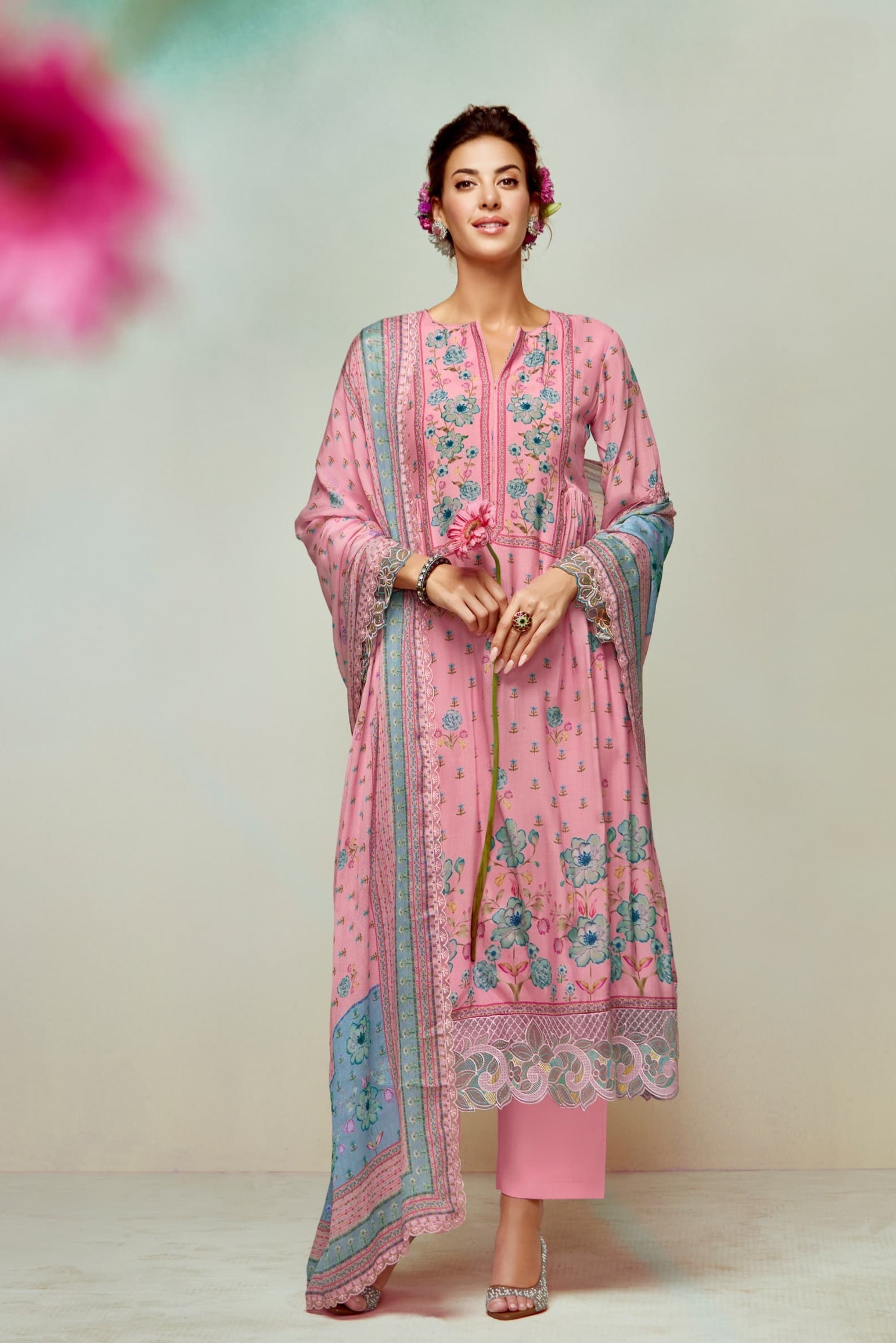 Elysian Lace Georgette Suit LXST0029