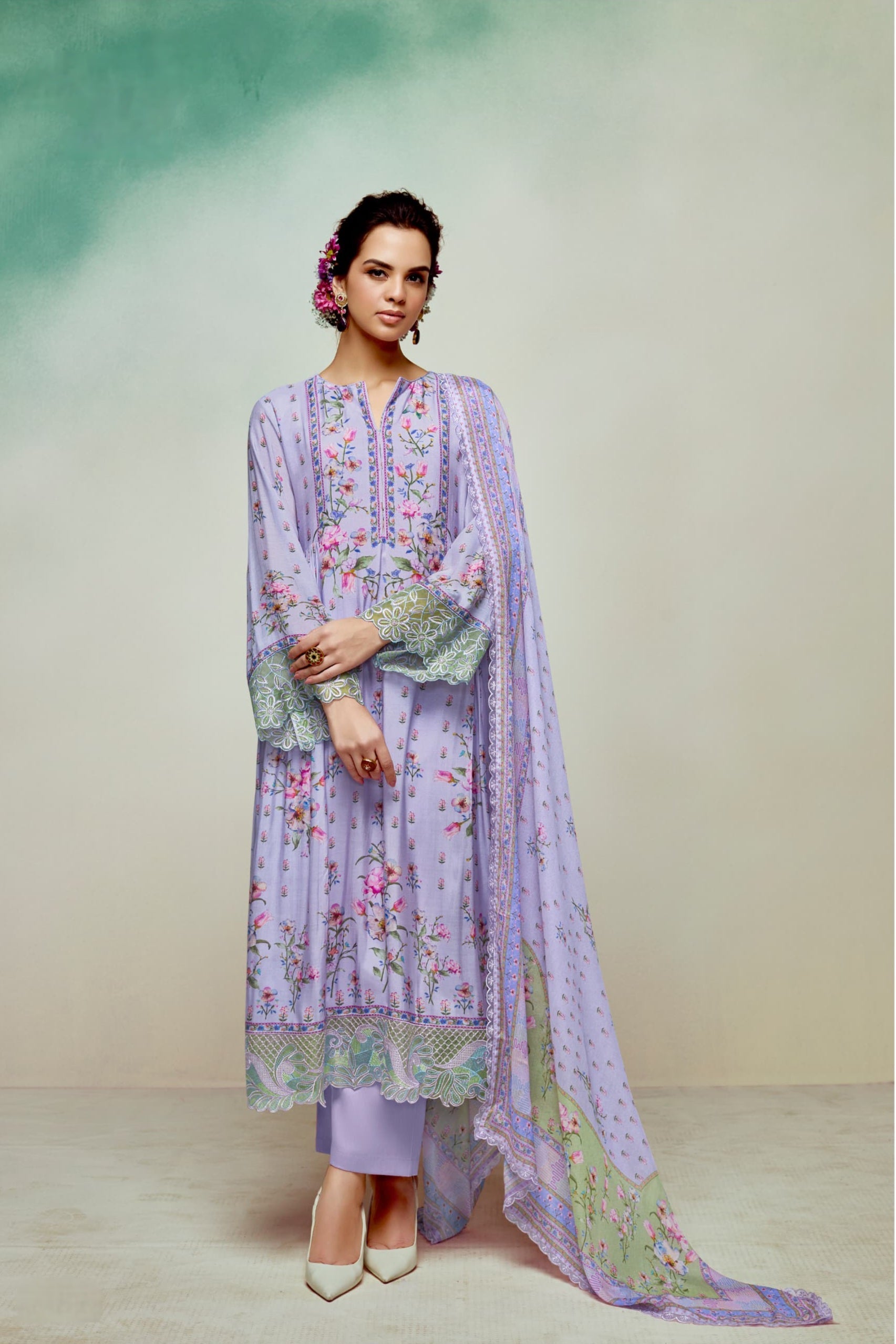 Elysian Lace Georgette Suit LXST0029
