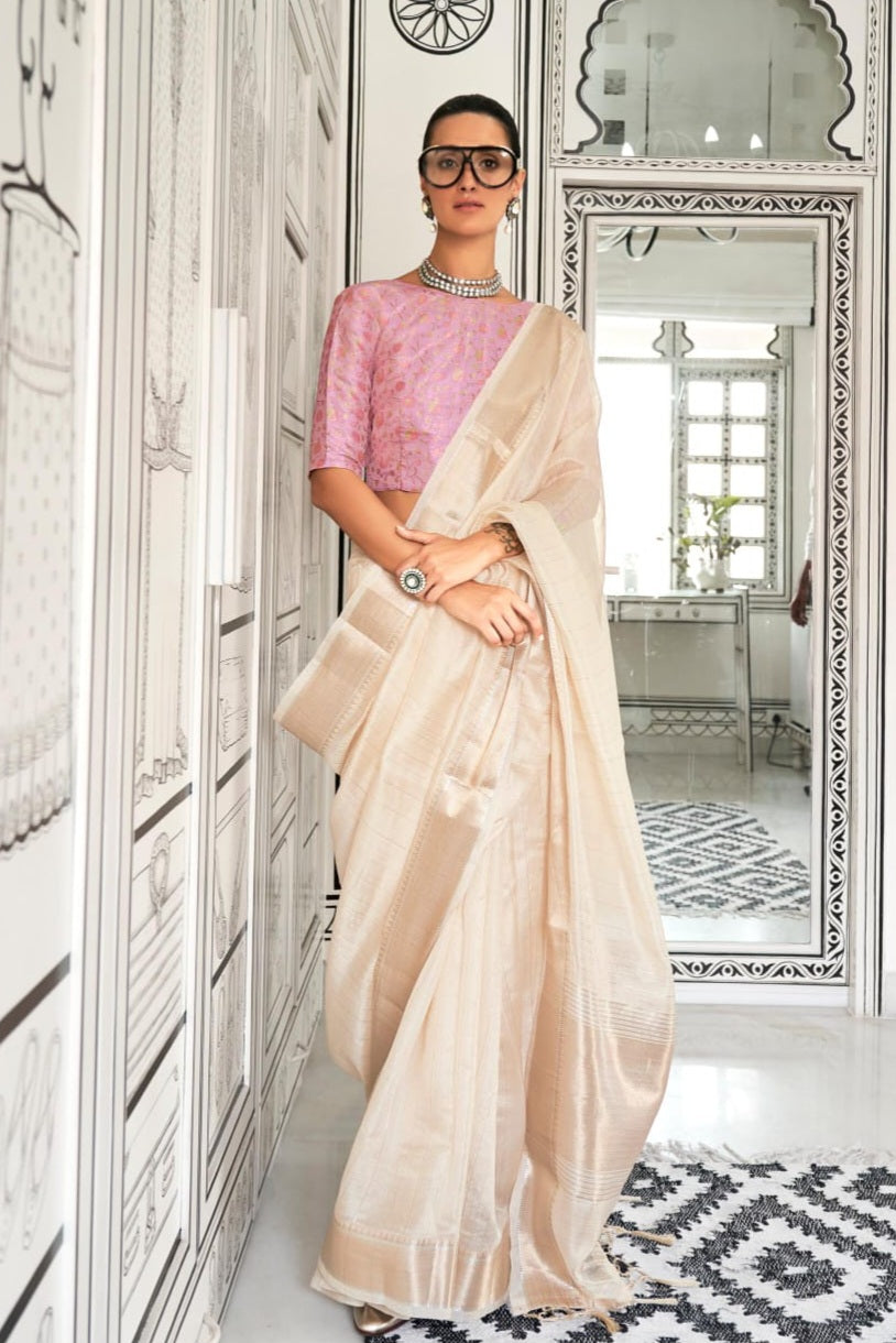 Zariah Moss Chiffon Handloom Saree EASE0015