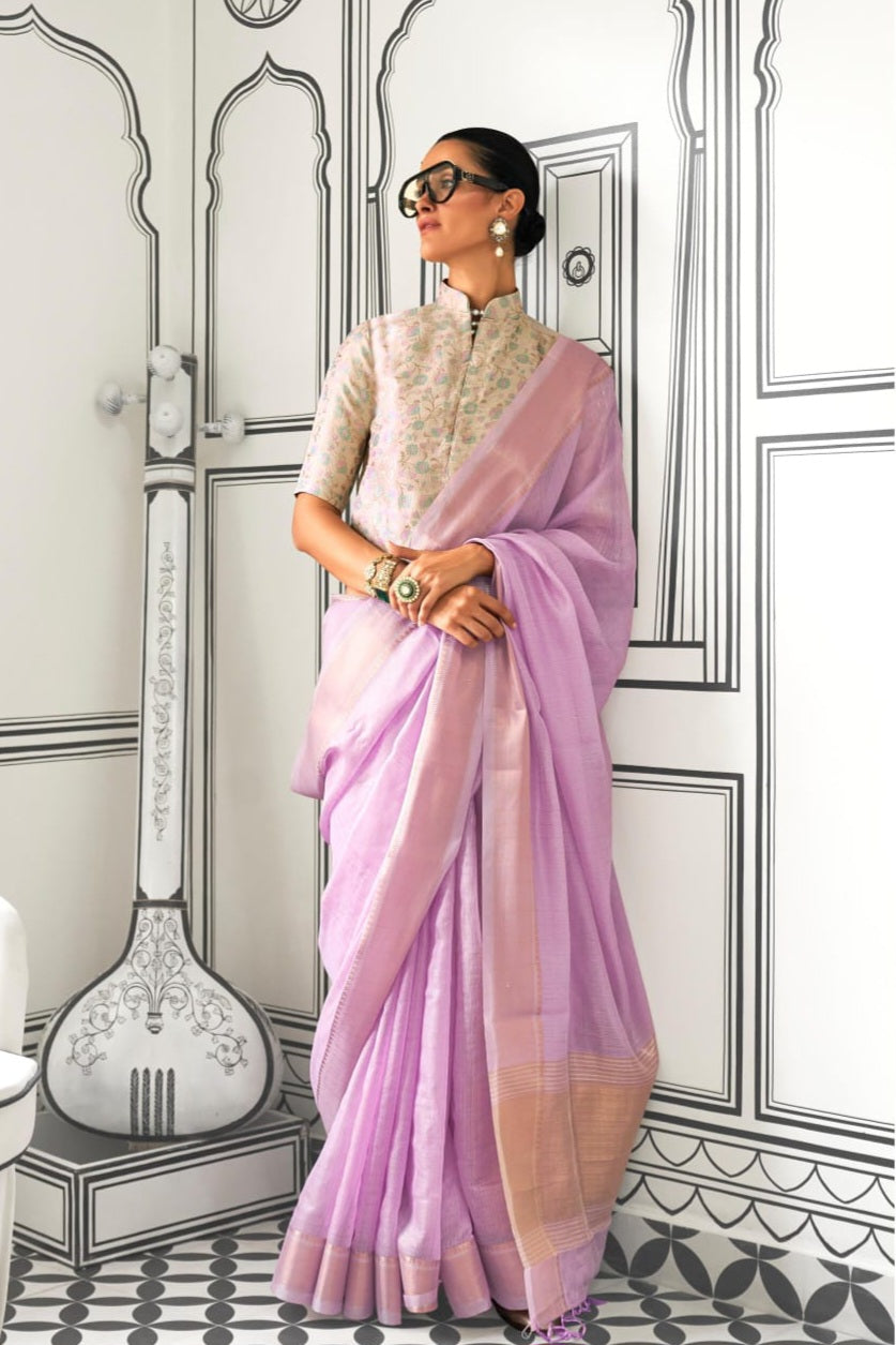 Zariah Moss Chiffon Handloom Saree EASE0015