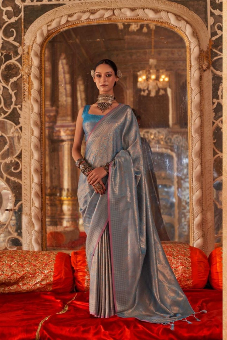 Zariah Moss Chiffon Handloom Saree EASE0017