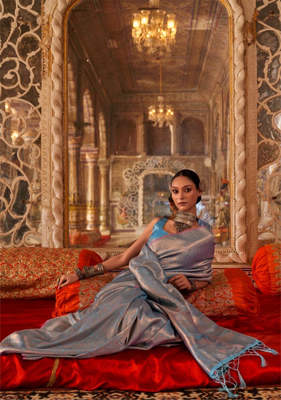 Zariah Moss Chiffon Handloom Saree  EASE0026