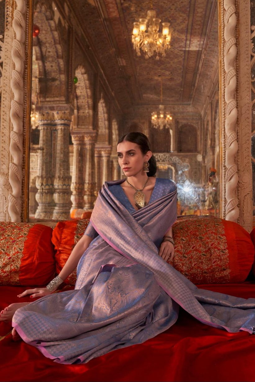 Zariah Moss Chiffon Handloom Saree  EASE0026