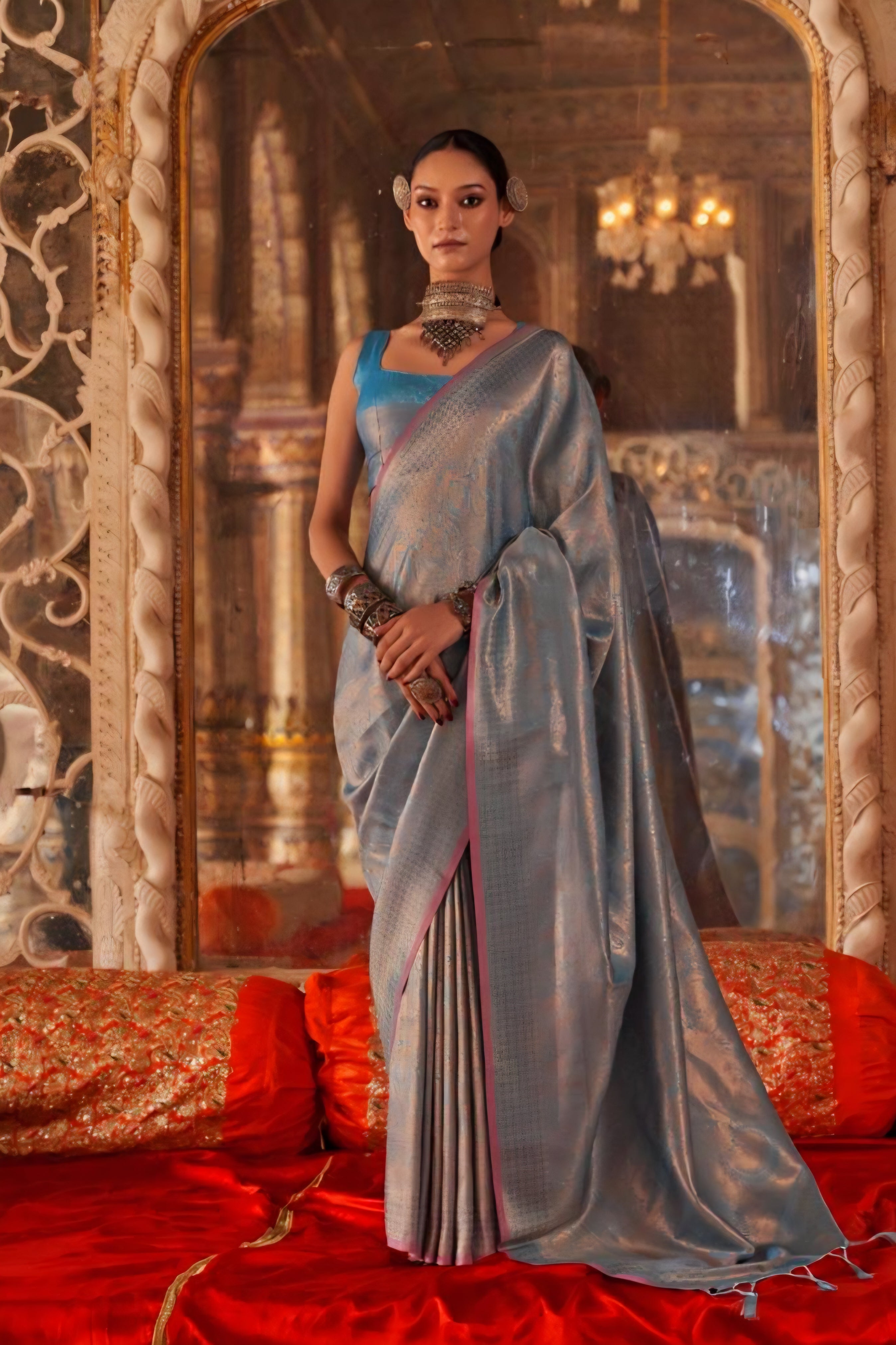 Zariah Moss Chiffon Handloom Saree  EASE0026