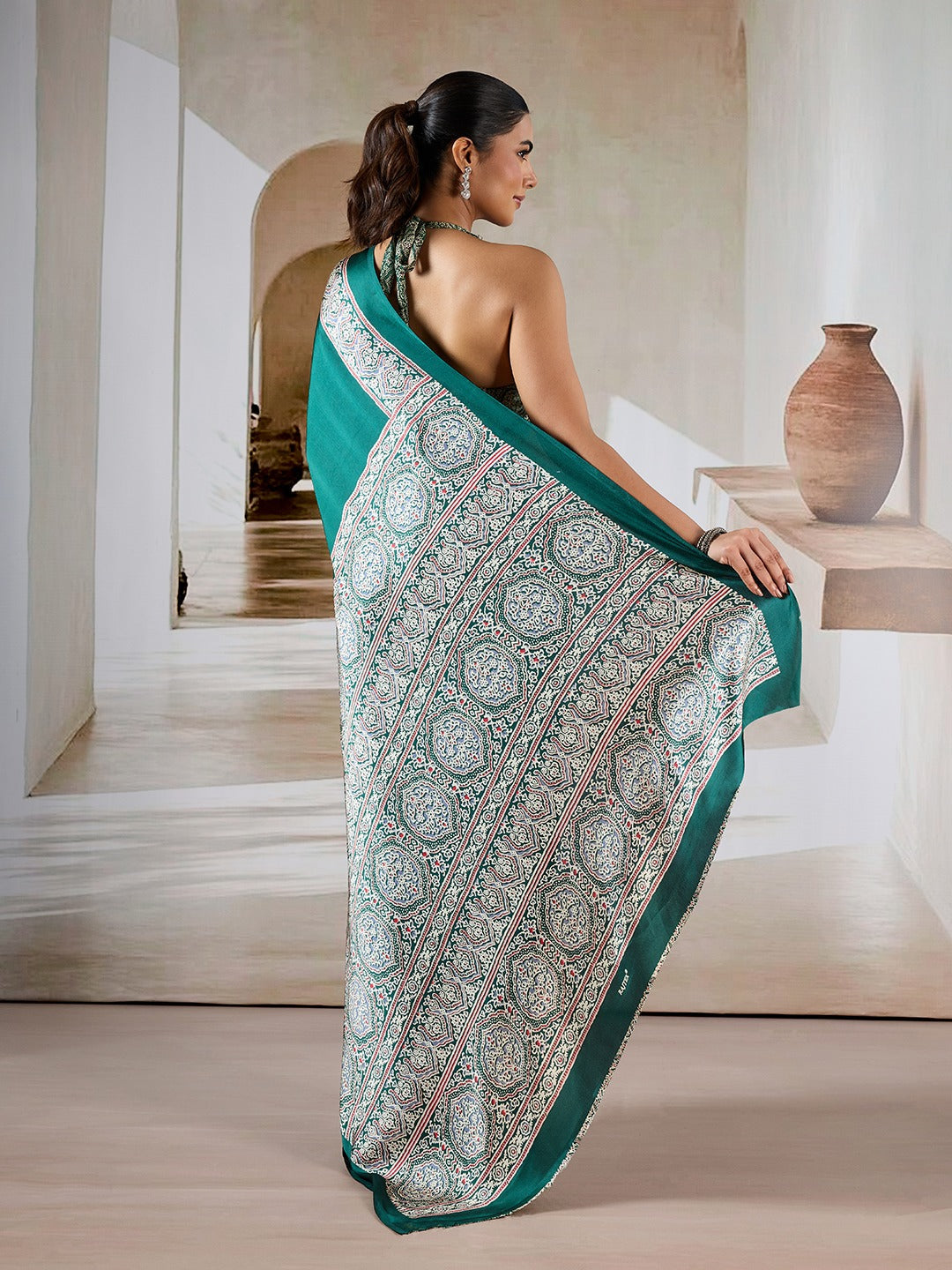 Noorani Ajrakh Crepe Saree EASE0018