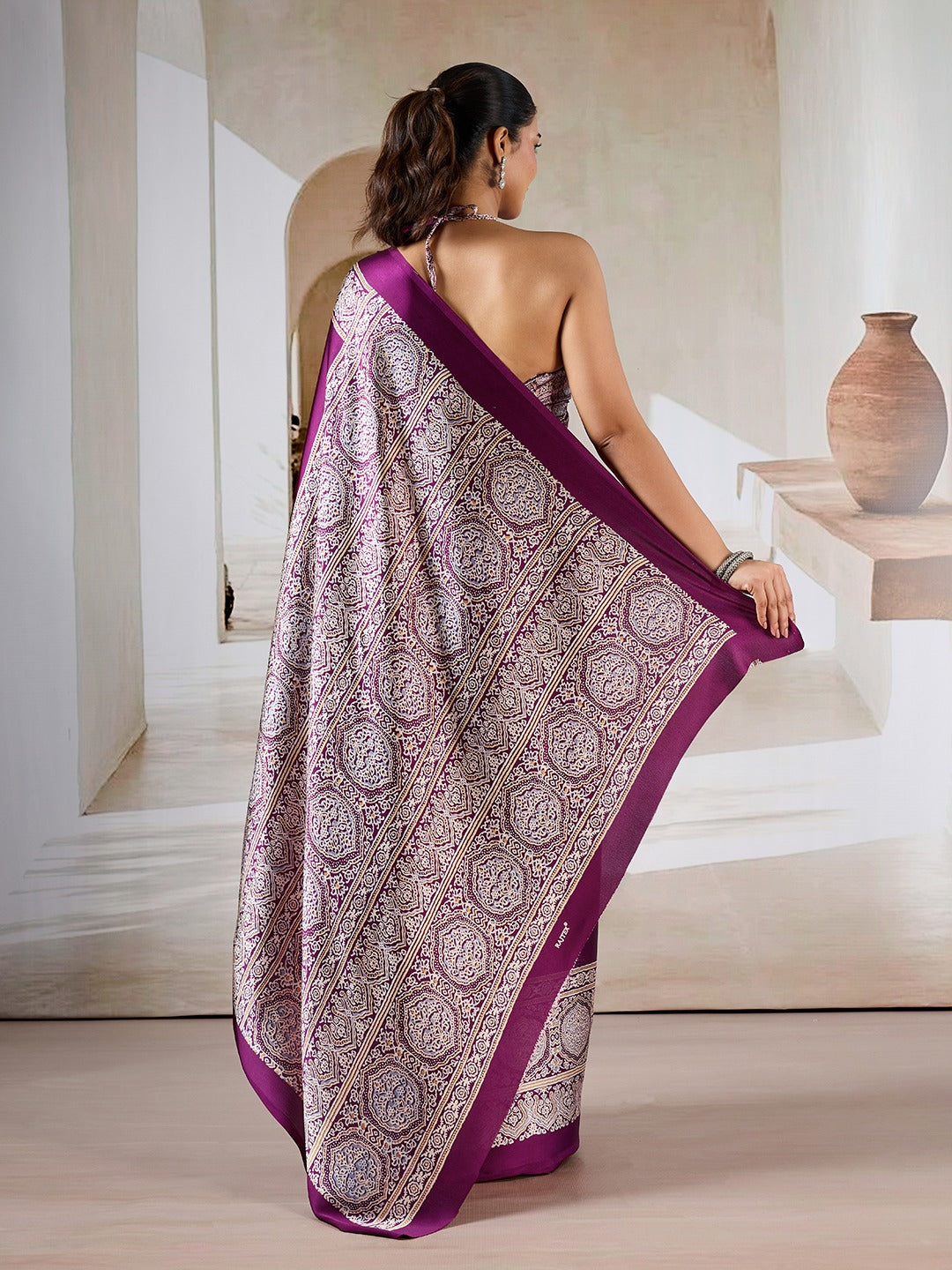 Noorani Ajrakh Crepe Saree EASE0018