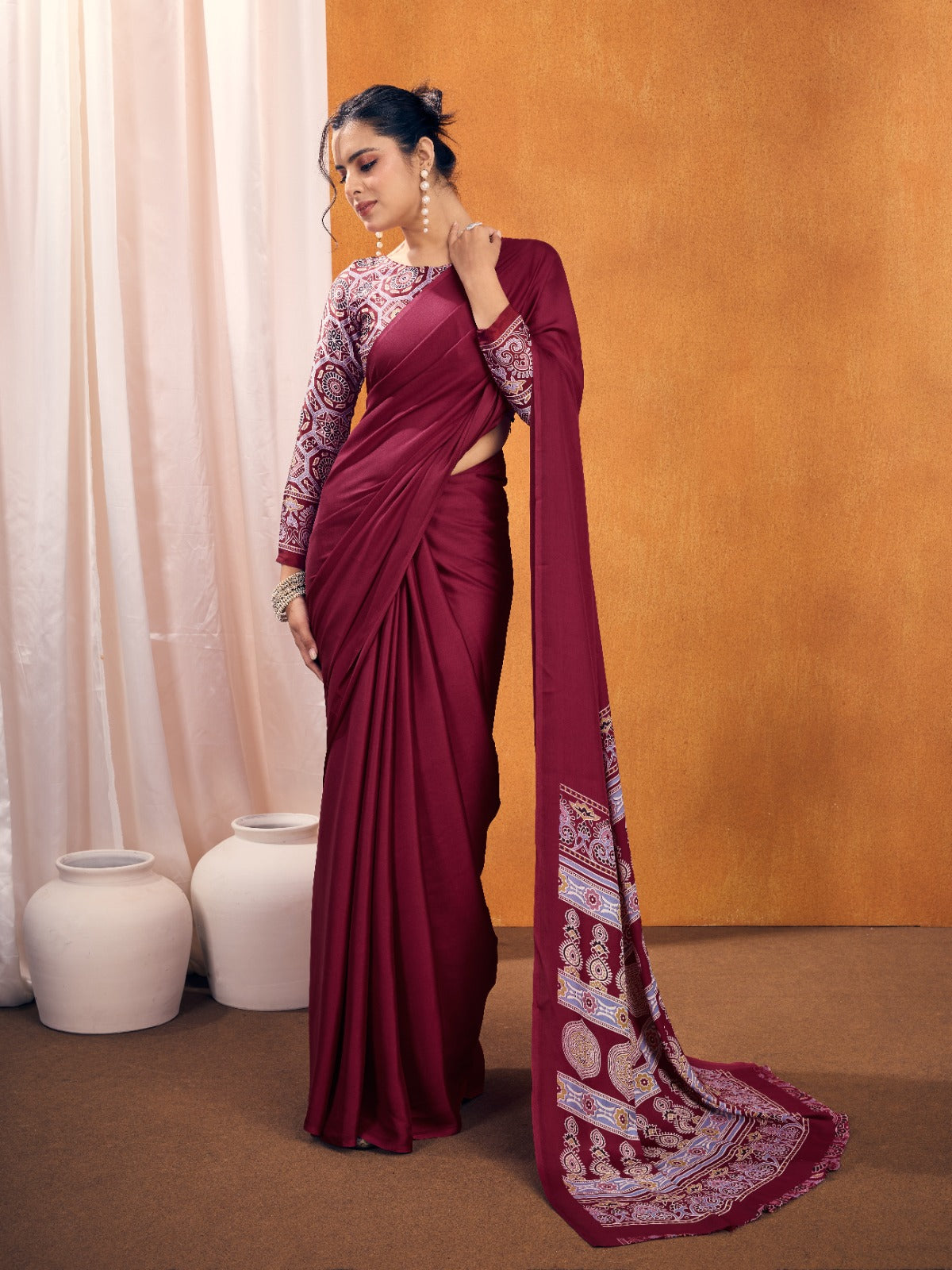 Kutchi Ajrakh Silky Saree EASE0056