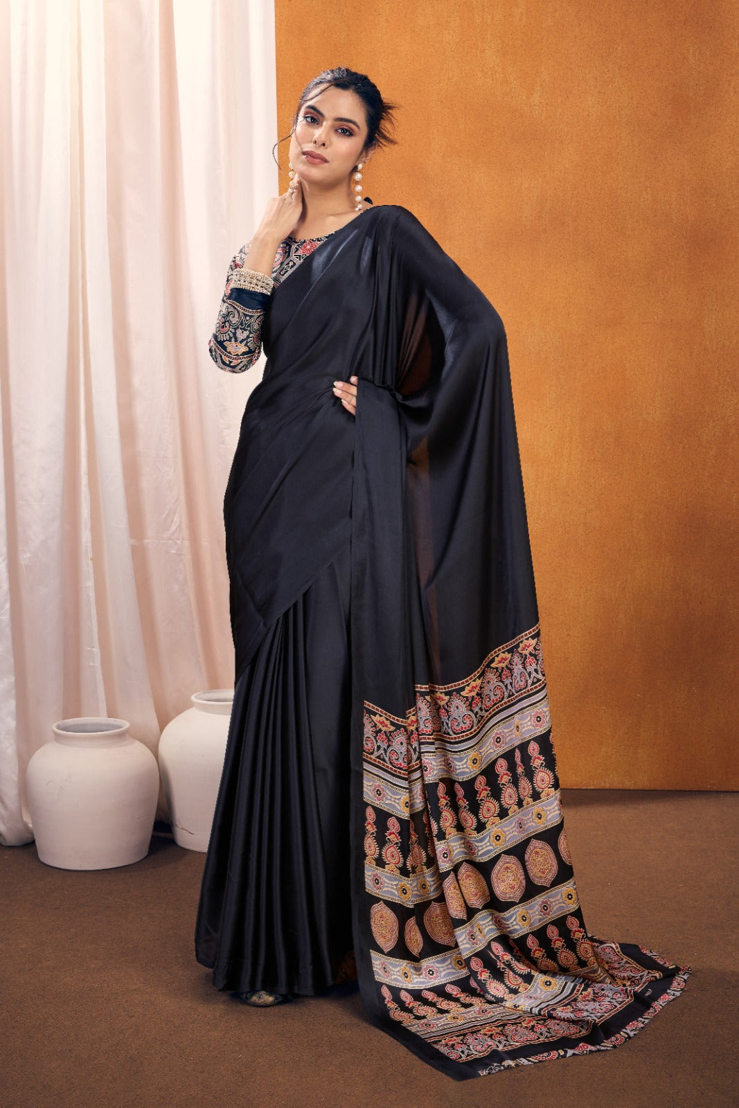 Kutchi Ajrakh Silky Saree EASE0056