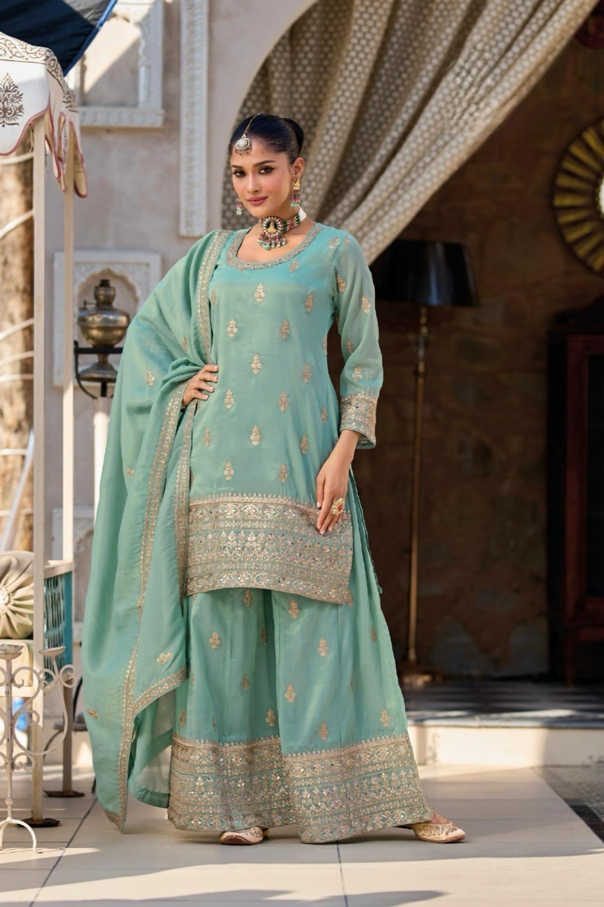 The Embroidered Simar Sharara LXSR0096