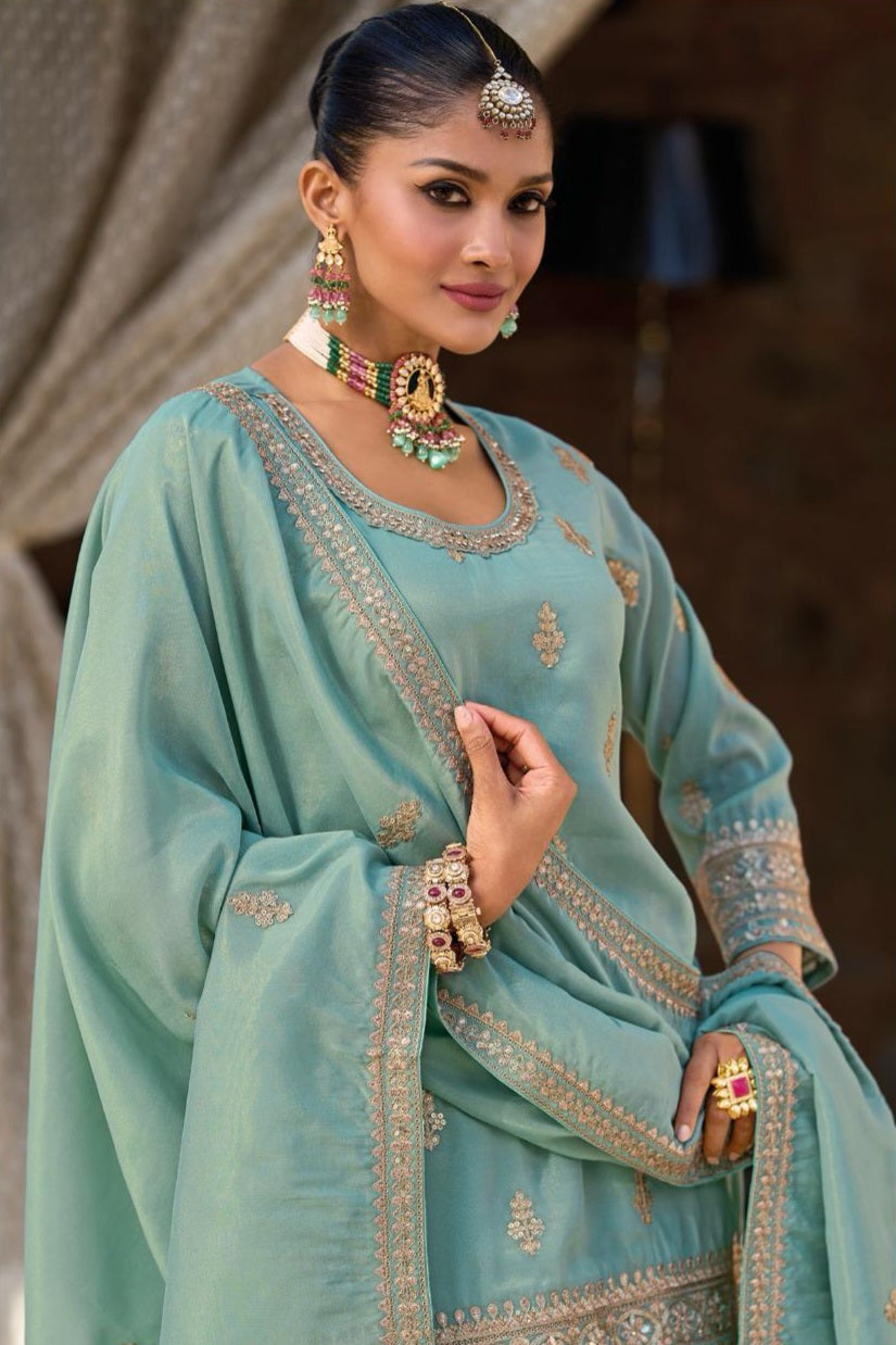 The Embroidered Simar Sharara LXSR0096