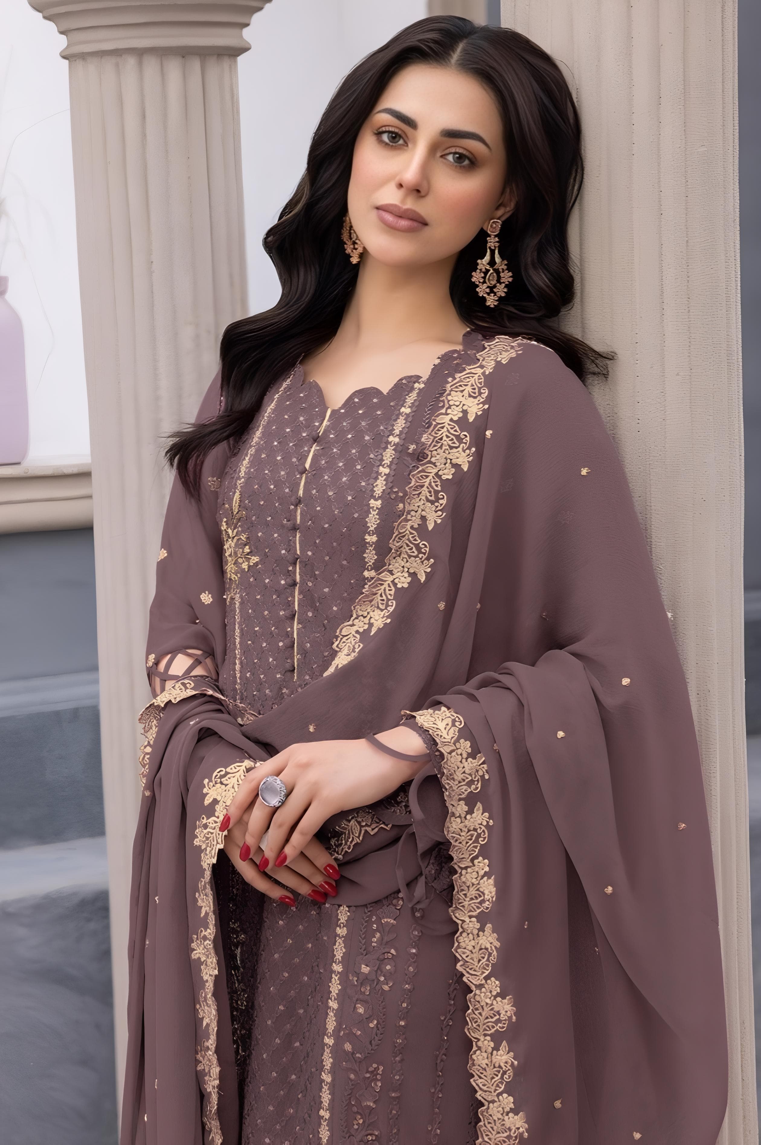 Pakistani suit with  Organza fabrics EAPK0012