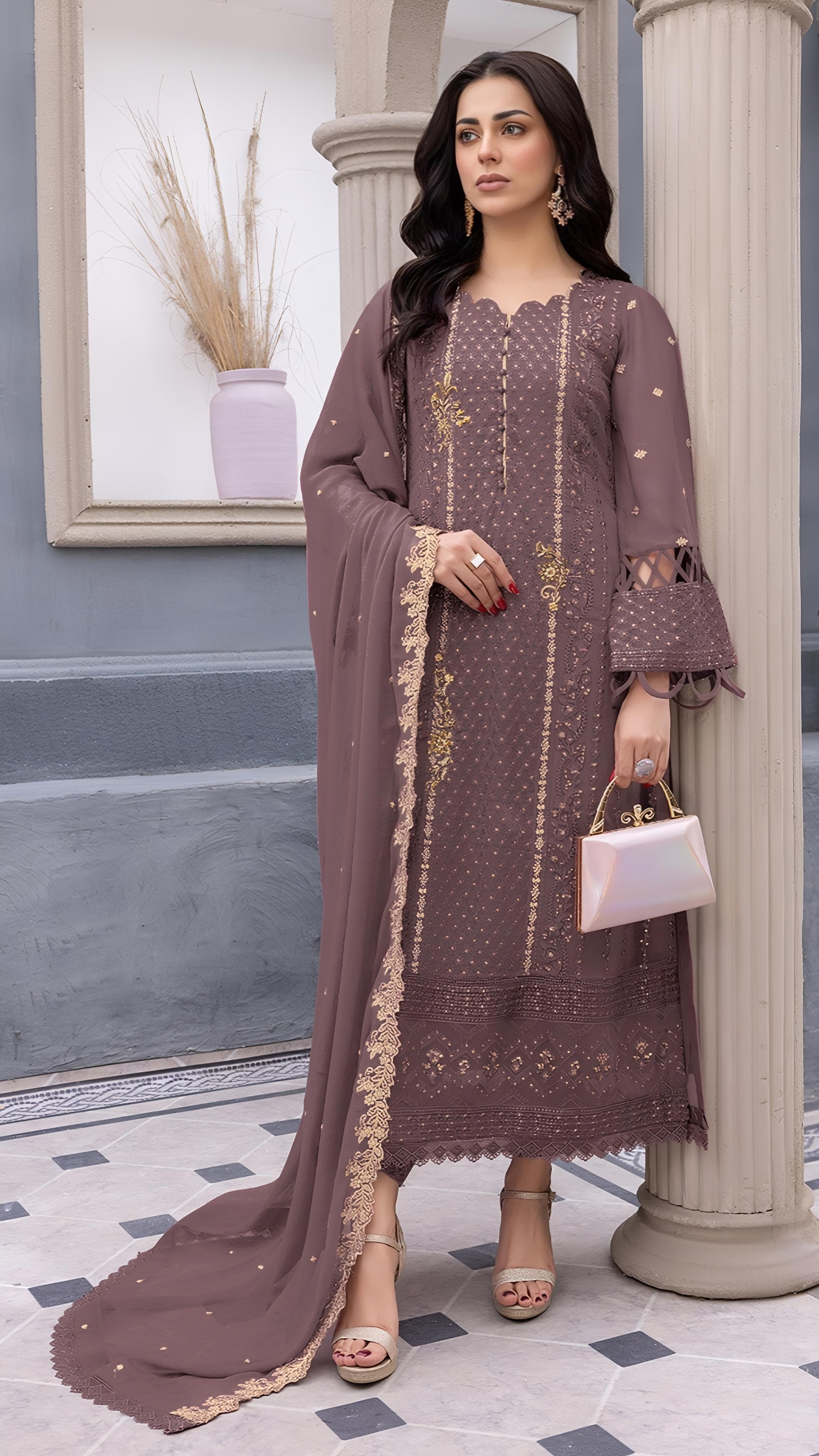 Pakistani suit with  Organza fabrics EAPK0012
