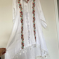 White Asymmetrical Dress With Maroon Embroidery