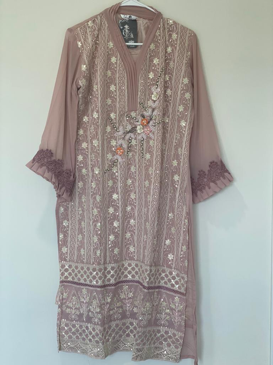 Chikankari And Handwork Kurta With Designer Sleeves