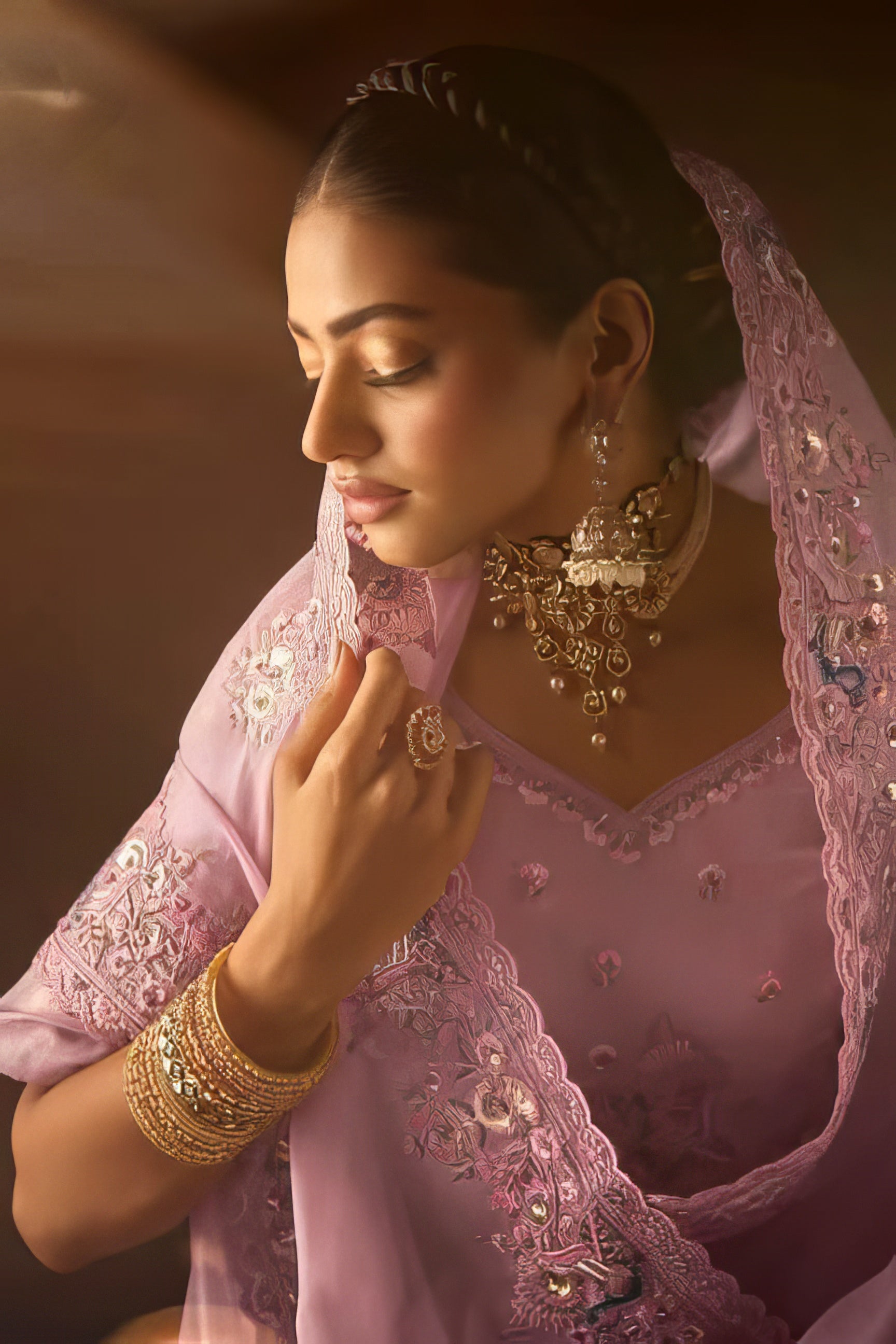 Pure Crystel Silk Heavy Embroidered Beads Work Saree LXSE0001