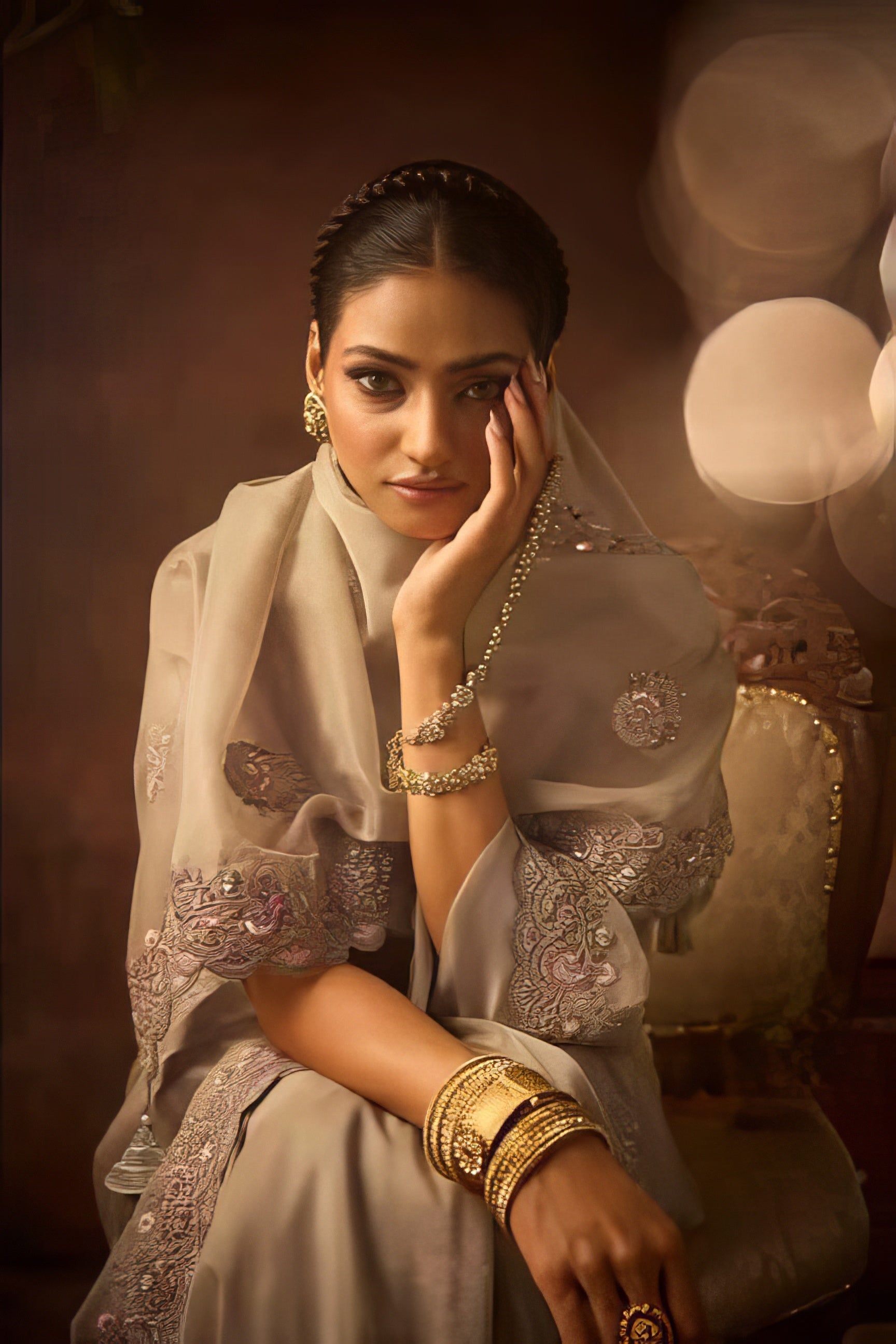 Pure Crystel Silk Heavy Embroidered Beads Work Saree LXSE0001